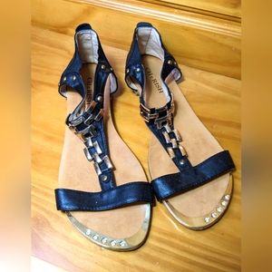 Black & Gold Bling Embellished Summer Sandals